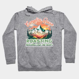 Campfire Queen Roasting Marshmallows and Hearts Hoodie